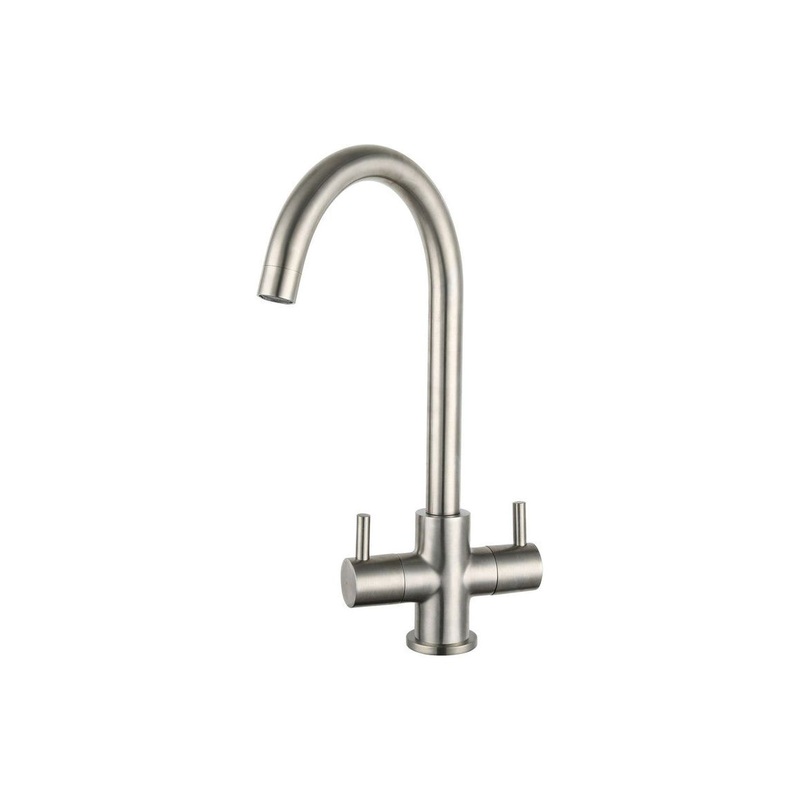 Prima Staten Swan Neck Dual Lever Mixer Tap – Brushed Steel