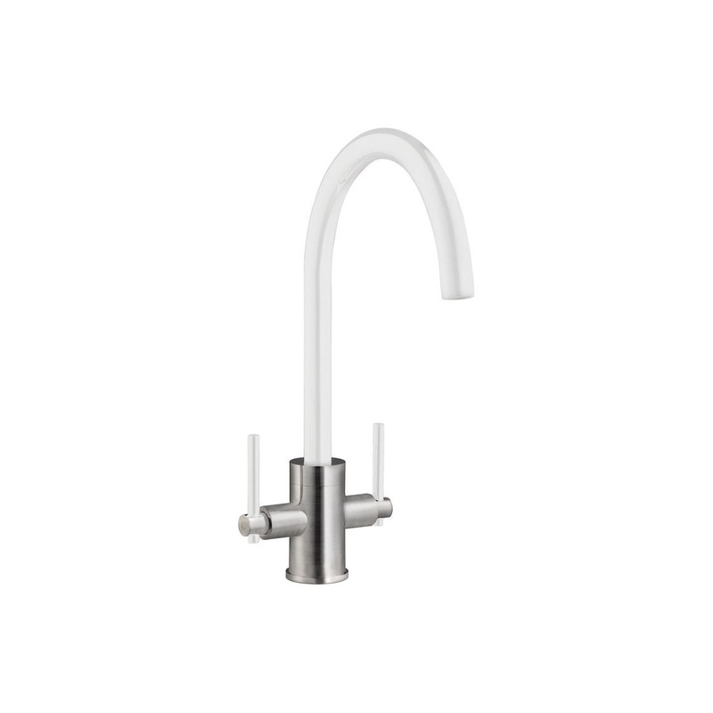Prima+ Swan Neck Dual Lever Mixer Tap – White