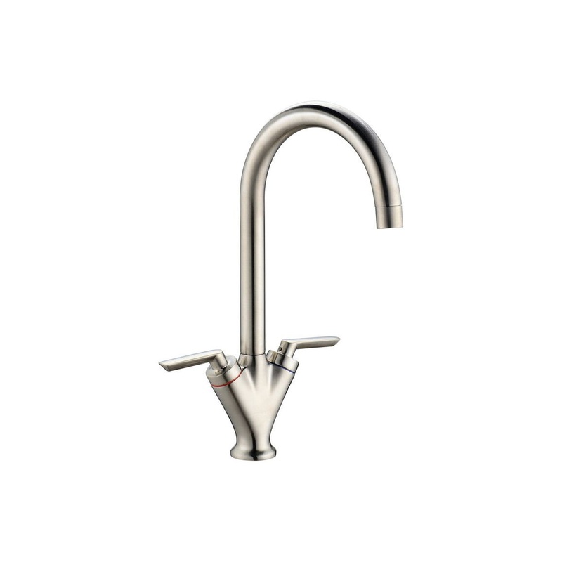 Prima V Shape Dual Lever Mixer Tap – Brushed Steel