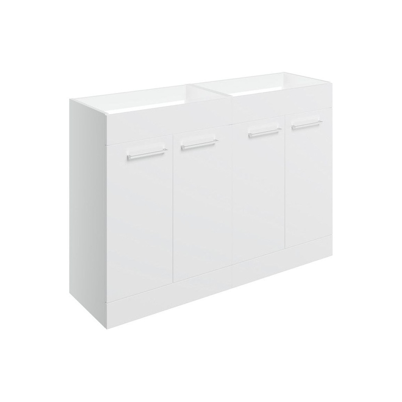 Bateba 1180mm Floor Standing 2 Door Basin Unit Run (No Top) – White Gloss