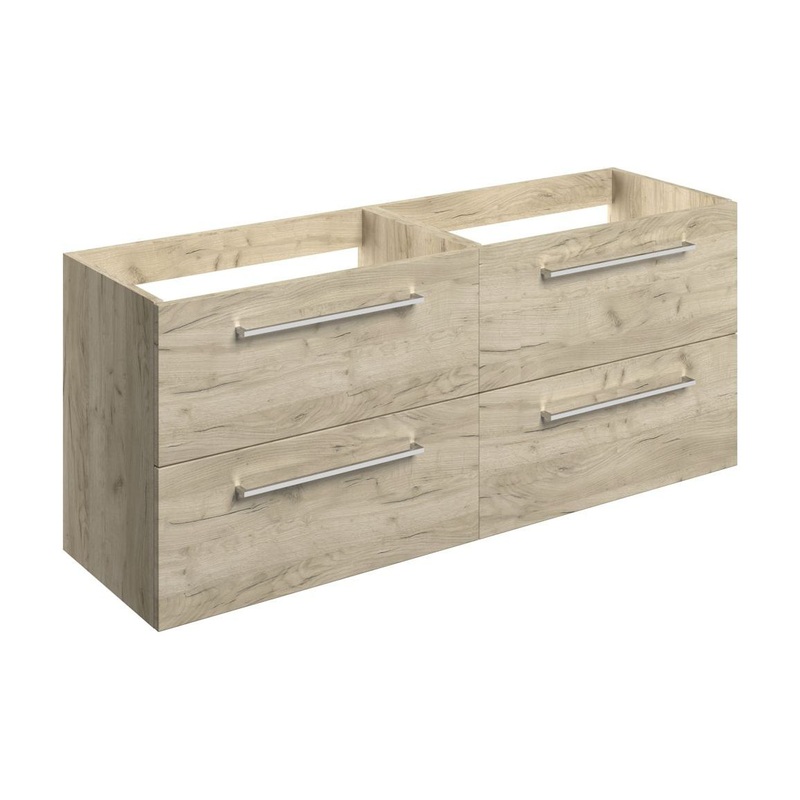 Bateba 1180mm Wall Hung 2 Drawer Basin Unit Run (No Top) – Oak