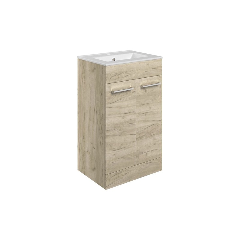 Bateba 510mm Floor Standing 2 Door Basin Unit & Basin – Oak