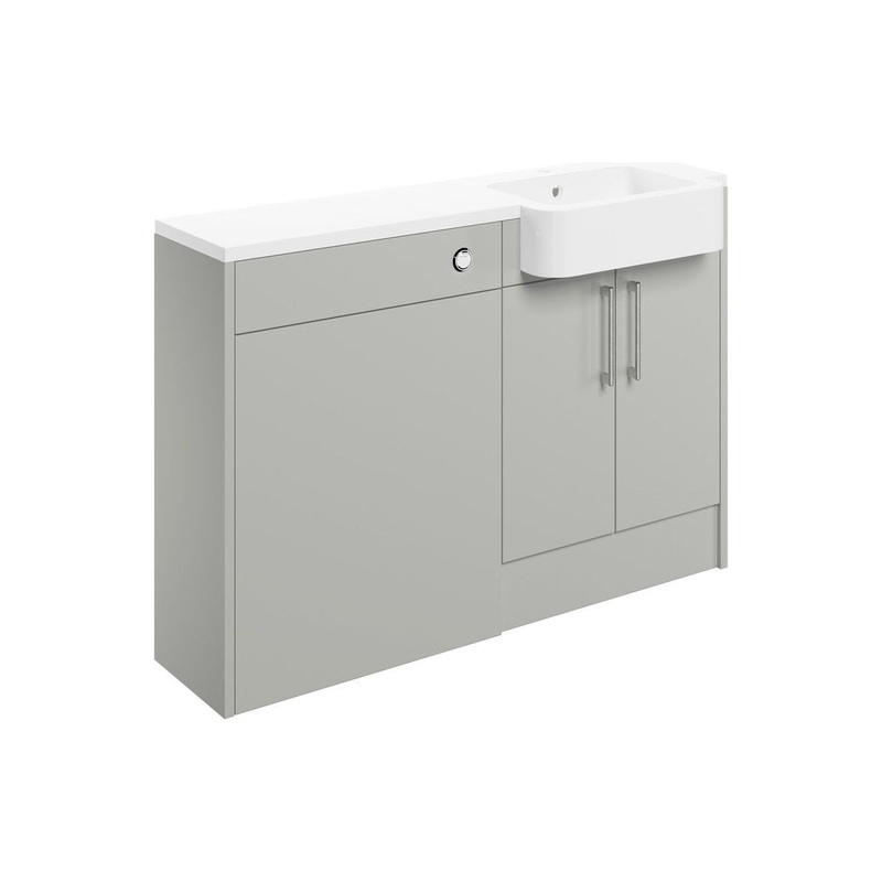 Cedar 1242mm Basin & WC Unit Pack (RH) – Light Grey Gloss