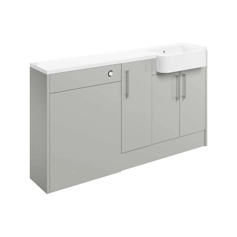 Cedar 1542mm Basin, WC & 1 Door Unit Pack (LH) – Light Grey Gloss