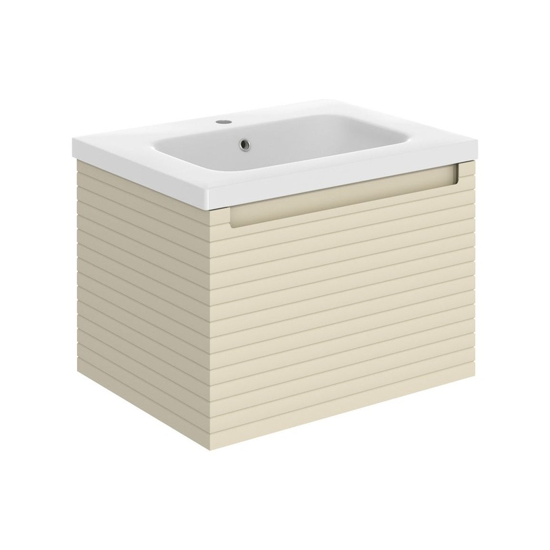 Chestnut 615mm Wall Hung 1 Drawer Basin Unit & Basin – Matt Cotton