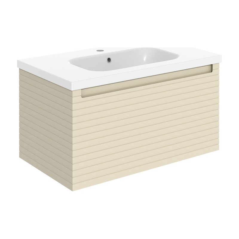 Chestnut 815mm Wall Hung 1 Drawer Basin Unit & Basin – Matt Cotton
