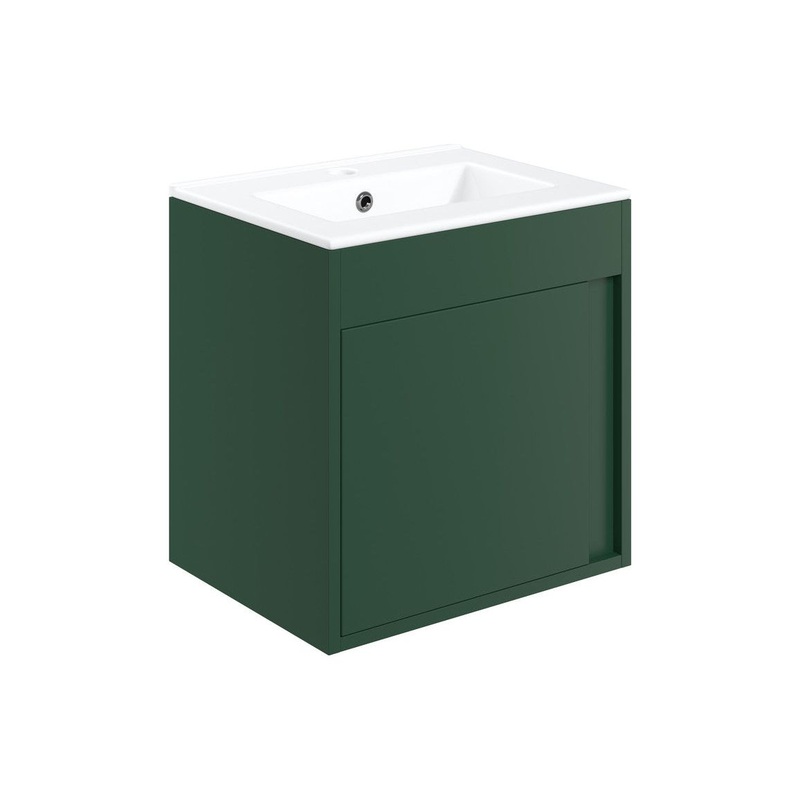 Delmar 510mm Wall Hung Unit Inc. Basin – Matt Conifer Green