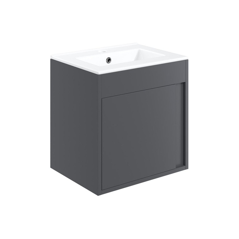 Delmar 510mm Wall Hung Unit Inc. Basin – Matt Graphite Grey