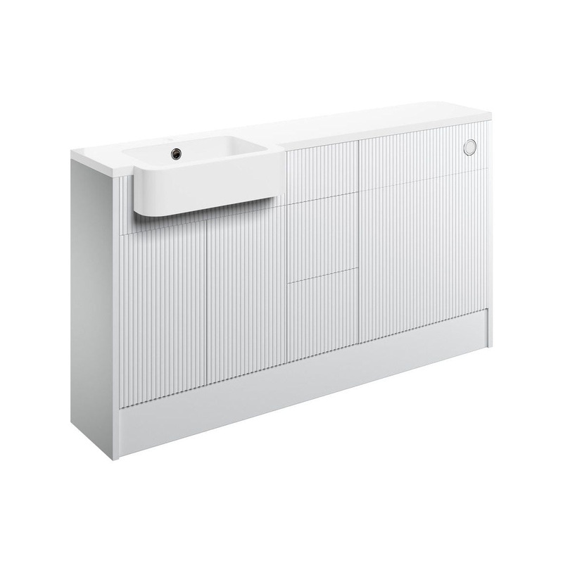 Garcia 1542mm Basin, WC & 3 Drawer Unit Pack (LH) – Matt White