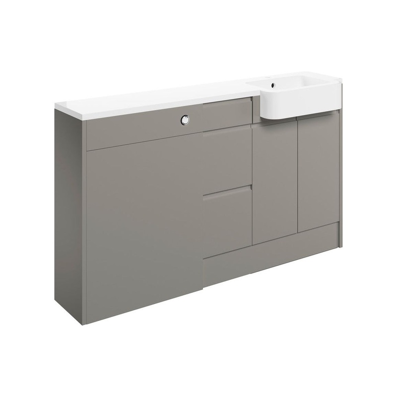 Garrett 1542mm Basin, WC & 3 Drawer Unit Pack (LH) – Pearl Grey Gloss