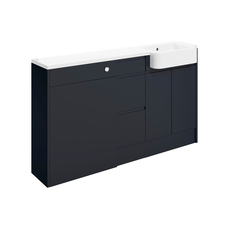 Garrett 1542mm Basin, WC & 3 Drawer Unit Pack (RH) – Matt Indigo Blue