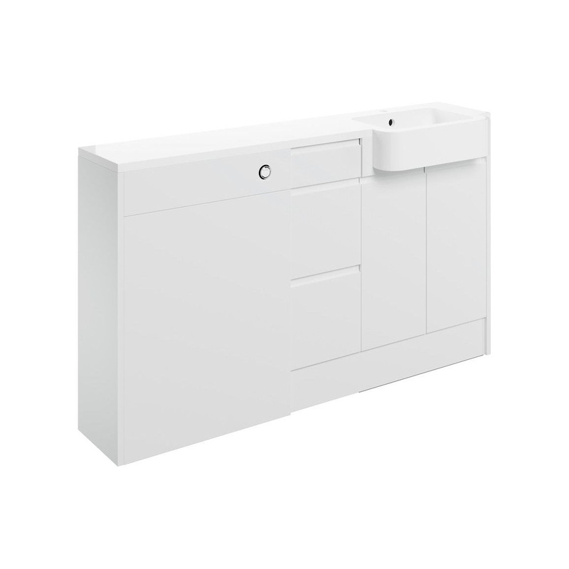 Garrett 1542mm Basin, WC & 3 Drawer Unit Pack (RH) – White Gloss
