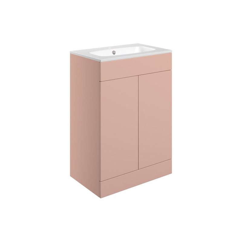 Glen 615mm Floor Standing 2 Door Basin Unit & Basin – Matt Antique Rose