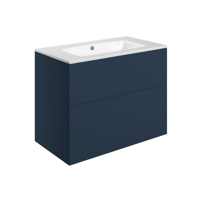 Glen 815mm Wall Hung 2 Drawer Basin Unit & Basin – Matt Deep Blue