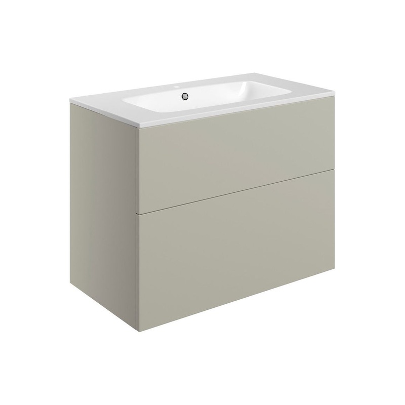 Glen 815mm Wall Hung 2 Drawer Basin Unit & Basin – Matt Latte