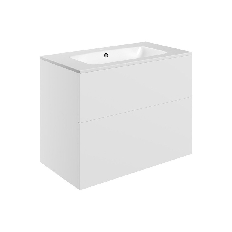 Glen 815mm Wall Hung 2 Drawer Basin Unit & Basin – Matt White