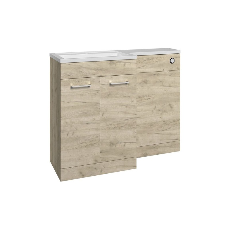 Grove 1100mm Floor Standing L-Shape Pack & Basin (LH) – Oak