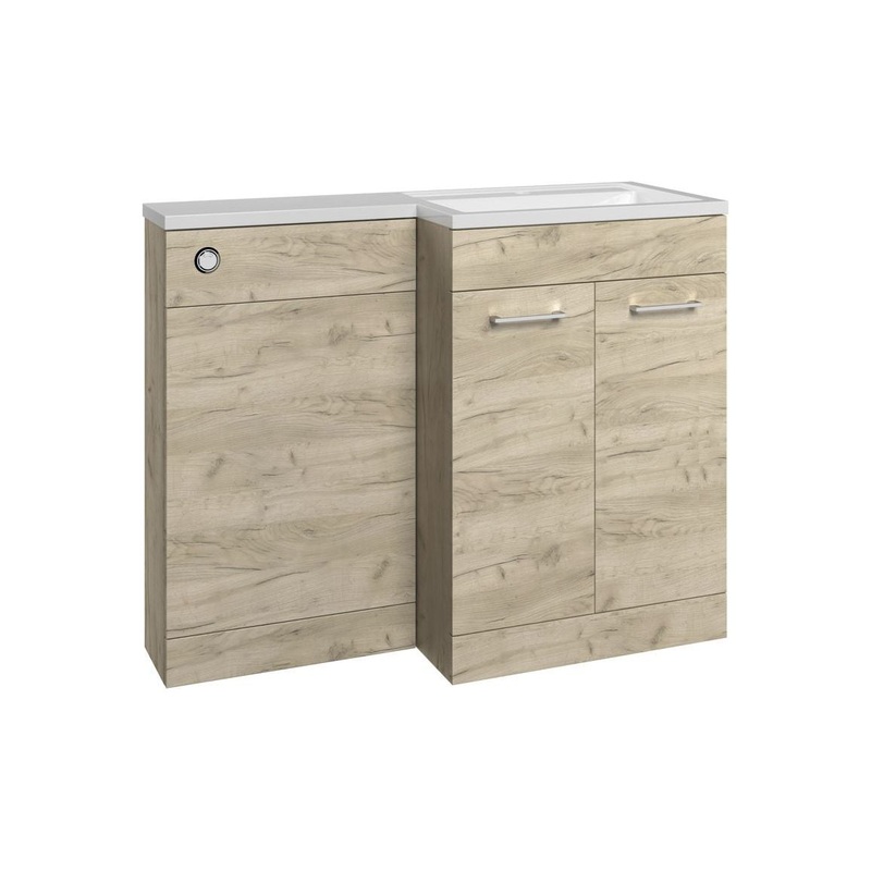Grove 1100mm Floor Standing L-Shape Pack & Basin (RH) – Oak