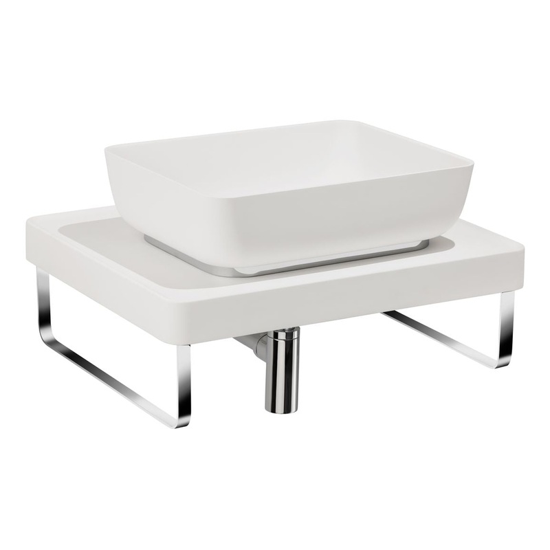 Abode Tableau/Cava Shelf & Tablet Basin Set – Chalk White w/Chrome Finishes