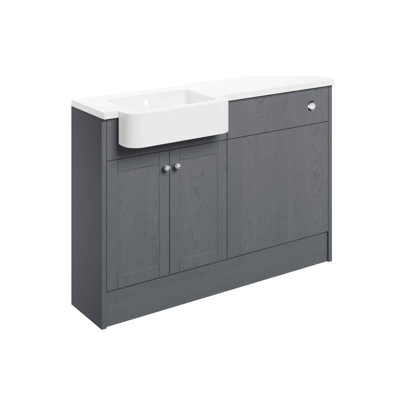 Berry 1242mm Basin & WC Unit Pack (LH) – Grey Ash