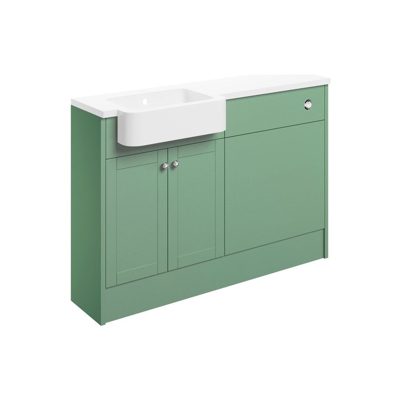 Berry 1242mm Basin & WC Unit Pack (RH) – Matt Sage Green