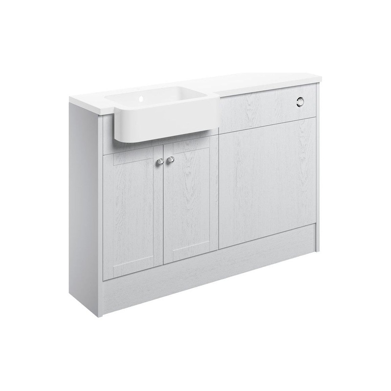 Berry 1242mm Basin & WC Unit Pack (RH) – Satin White Ash