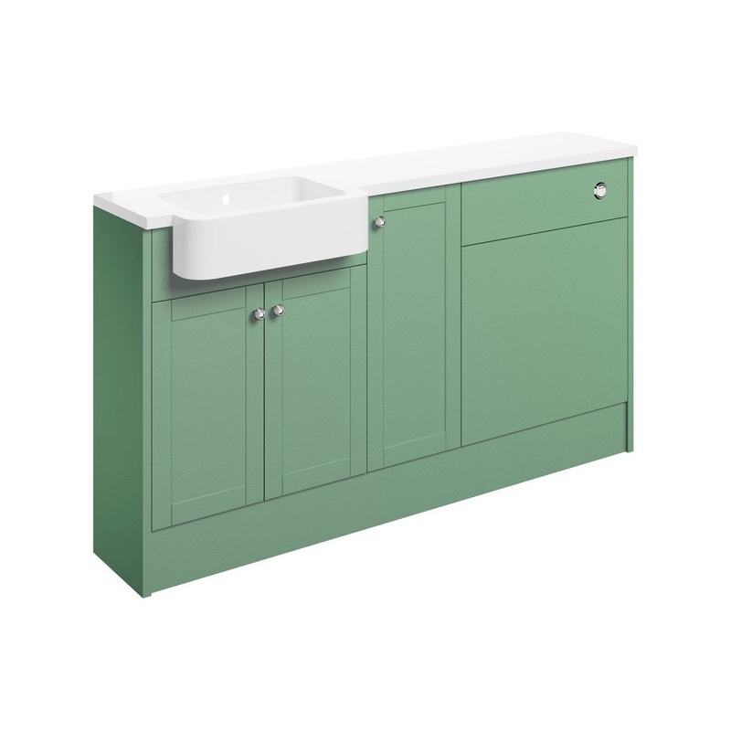 Berry 1542mm Basin, WC & 1 Door Unit Pack (LH) – Matt Sage Green