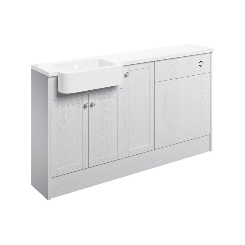 Berry 1542mm Basin, WC & 1 Door Unit Pack (LH) – Satin White Ash