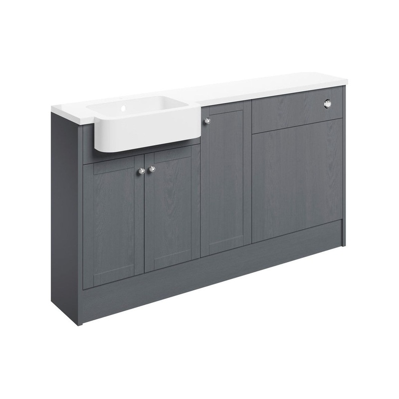 Berry 1542mm Basin, WC & 1 Door Unit Pack (RH) – Grey Ash