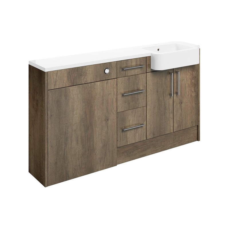 Cedar 1542mm Basin, WC & 3 Drawer Unit Pack (RH) – Nebraska Oak