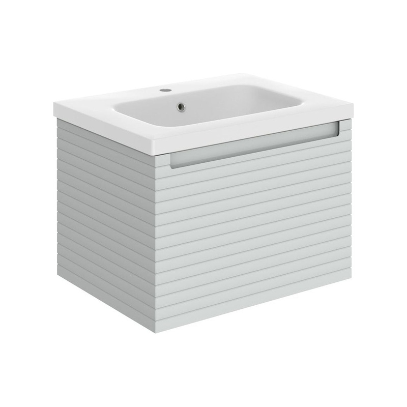 Chestnut 615mm Wall Hung 1 Drawer Basin Unit & Basin – Matt Mineral Grey