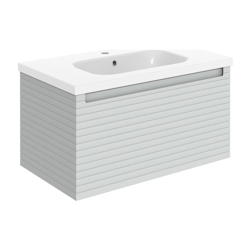 Chestnut 815mm Wall Hung 1 Drawer Basin Unit & Basin – Matt Mineral Grey