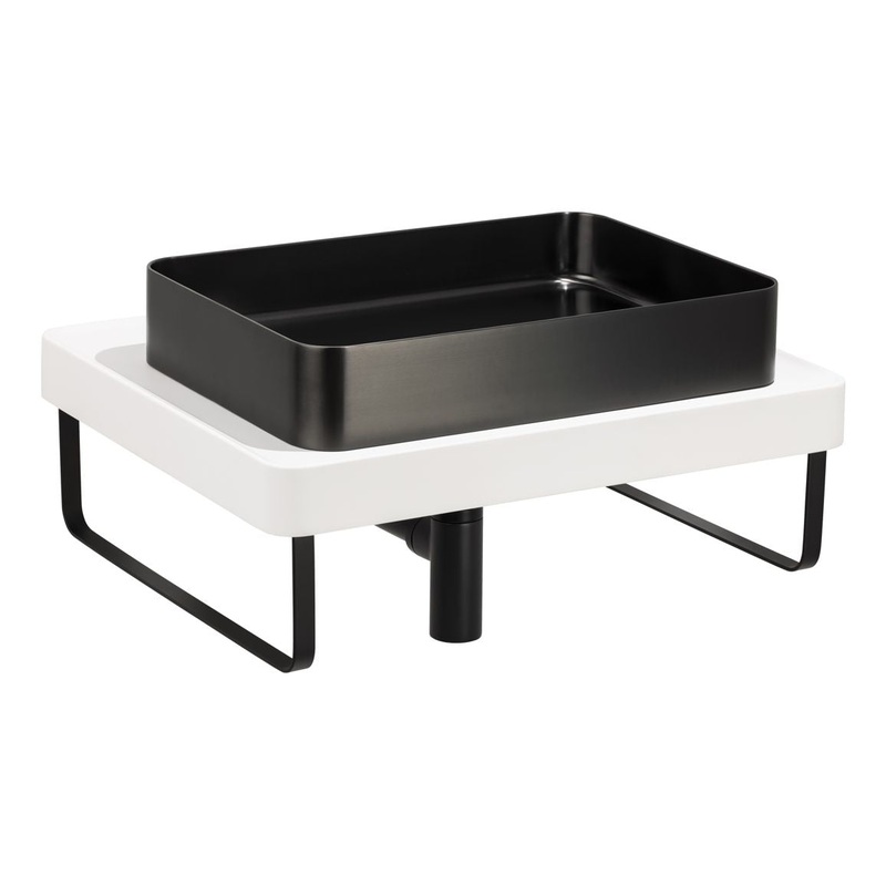 Abode Tableau/Iox Shelf & Tablet Basin Set – Chalk White w/Matt Black Finishes