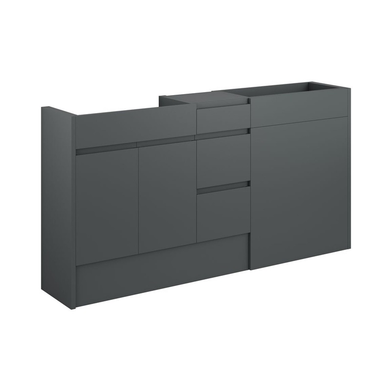 Camil 1536mm Standard Basin, WC & 3 Drawer Unit Pack – Matt Graphite Grey
