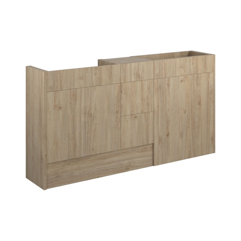 Paddock 1536mm Standard Basin, WC & 3 Drawer Unit Pack – Havana Oak
