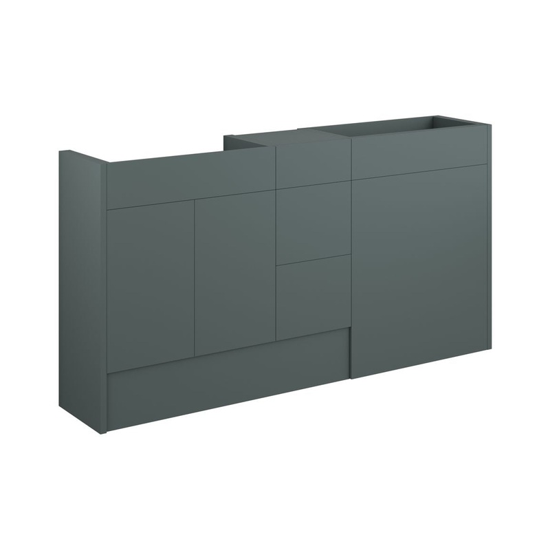 Paddock 1536mm Standard Basin, WC & 3 Drawer Unit Pack – Matt Green