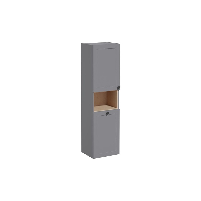 VitrA Root Classic 40cm 2 Door Semi-Tall Unit w/Laundry Basket (LH Hinge) – Matt Grey