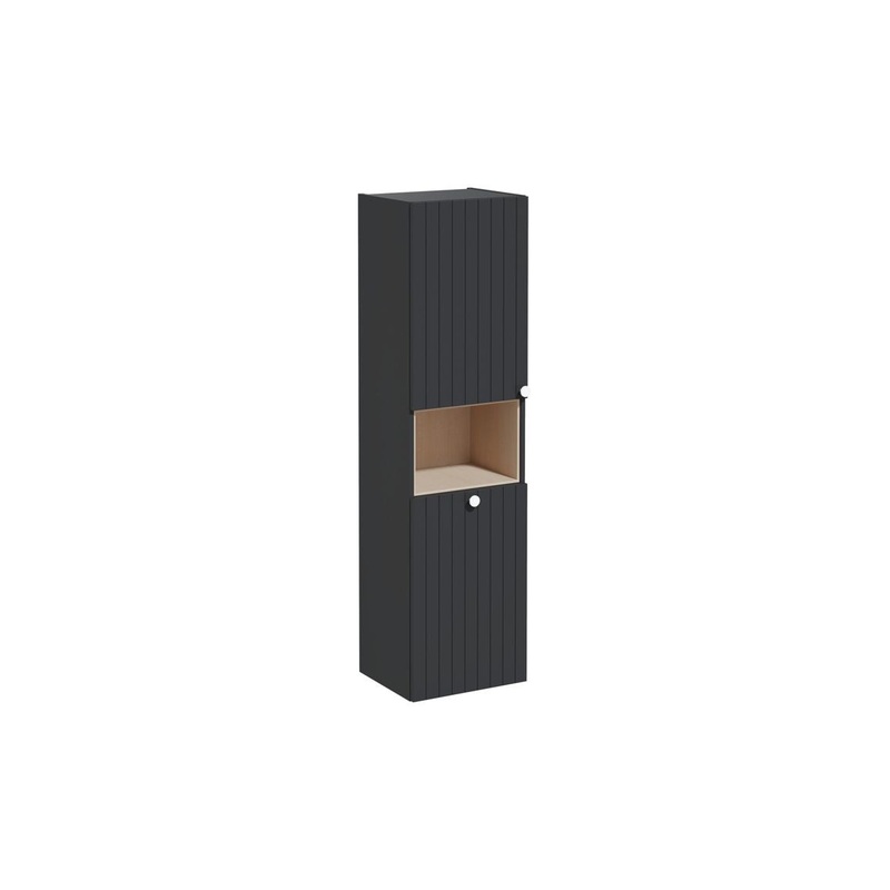 VitrA Root Groove 40cm 2 Door Semi-Tall Unit w/Laundry Basket (LH Hinge) – Matt Graphite