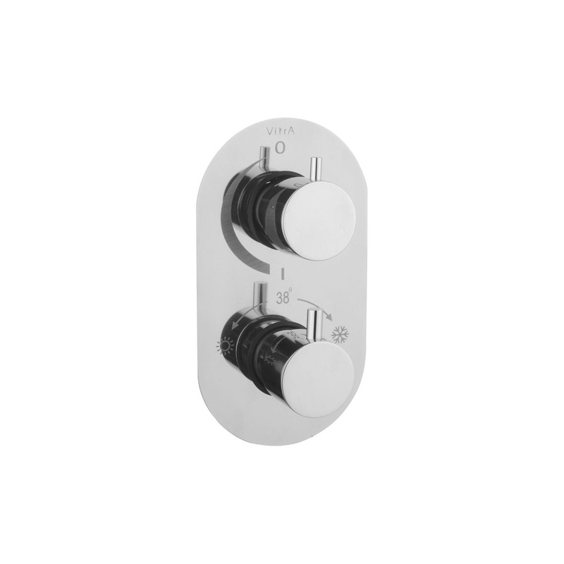 VitrA Aquaheat Round Thermostatic 1-Way Shower Mixer – Chrome