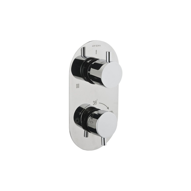 VitrA Aquaheat Round Thermostatic 3-Way Shower Mixer – Chrome