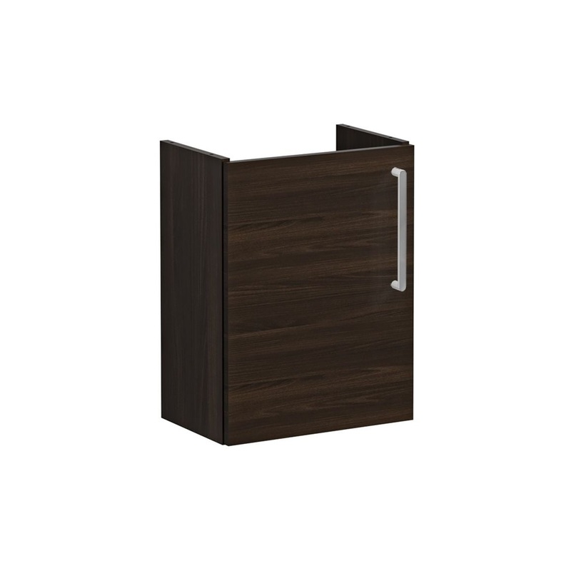 VitrA Root Flat 40cm 1 Door Wall Hung Slim Washbasin Unit (LH Hinge) – Walnut