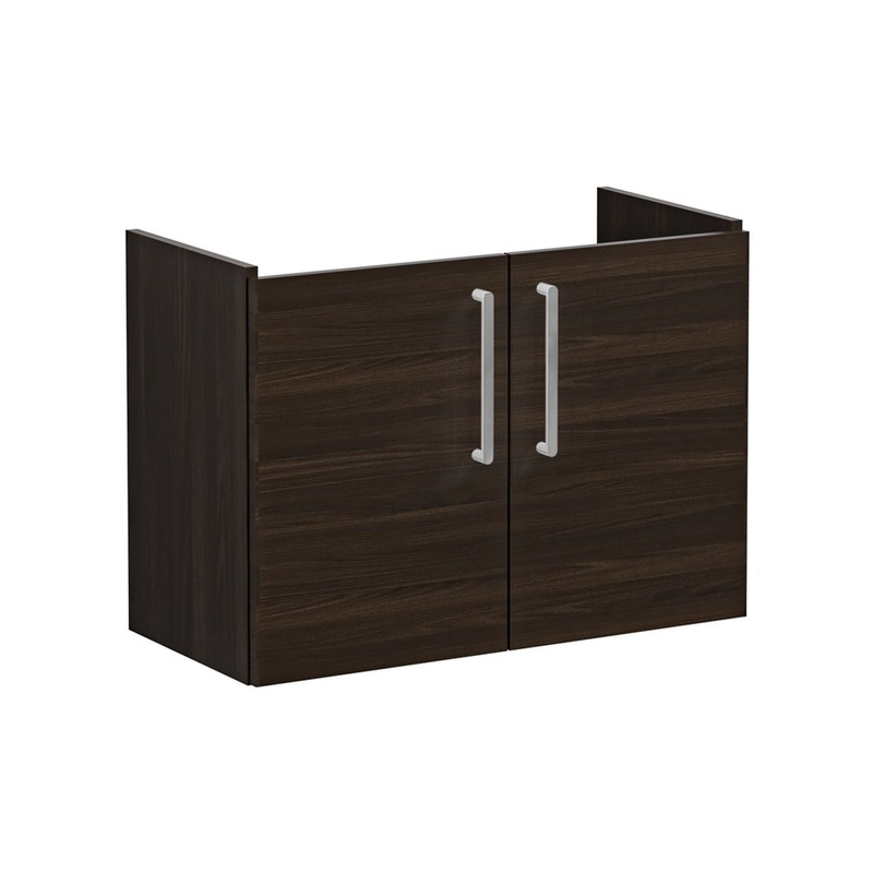 VitrA Root Flat 80cm 2 Door Wall Hung Slim Washbasin Unit – Walnut