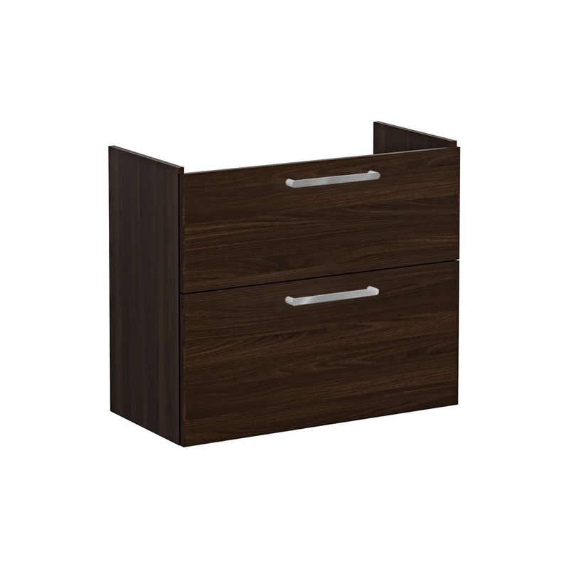 VitrA Root Flat 80cm 2 Drawer Slim Washbasin Unit – Walnut