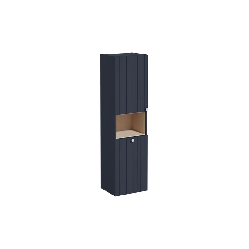 VitrA Root Groove 40cm 2 Door Semi-Tall Unit w/Laundry Basket (LH Hinge) – Matt Dark Blue