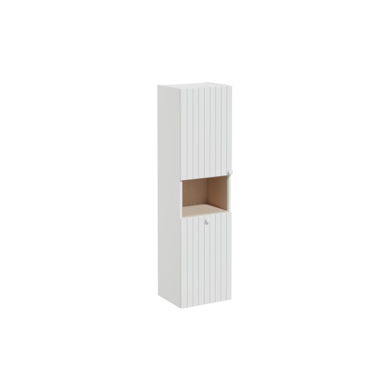 VitrA Root Groove 40cm 2 Door Semi-Tall Unit w/Laundry Basket (LH Hinge) – Matt Light Grey