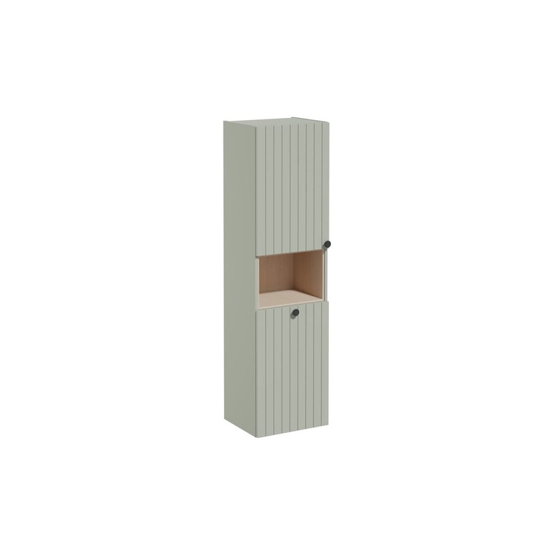 VitrA Root Groove 40cm 2 Door Semi-Tall Unit w/Laundry Basket (LH Hinge) – Matt Retro Green