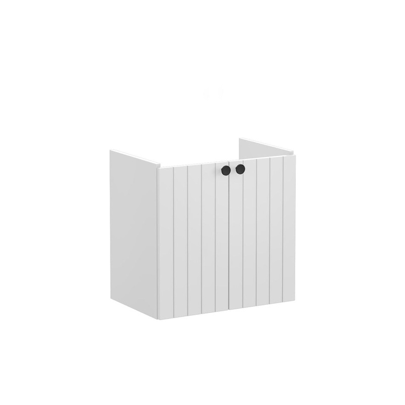 VitrA Root Groove 60cm 2 Door Wall Hung Slim Washbasin Unit – Matt Light Grey