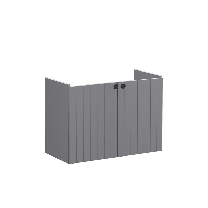VitrA Root Groove 80cm 2 Door Wall Hung Slim Washbasin Unit – Matt Grey